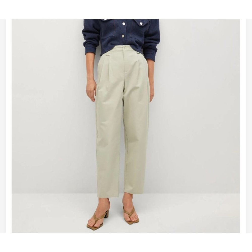Women's Mango Pleat Straight Slouchy High Waisted Trouser Mint NWT Size 10